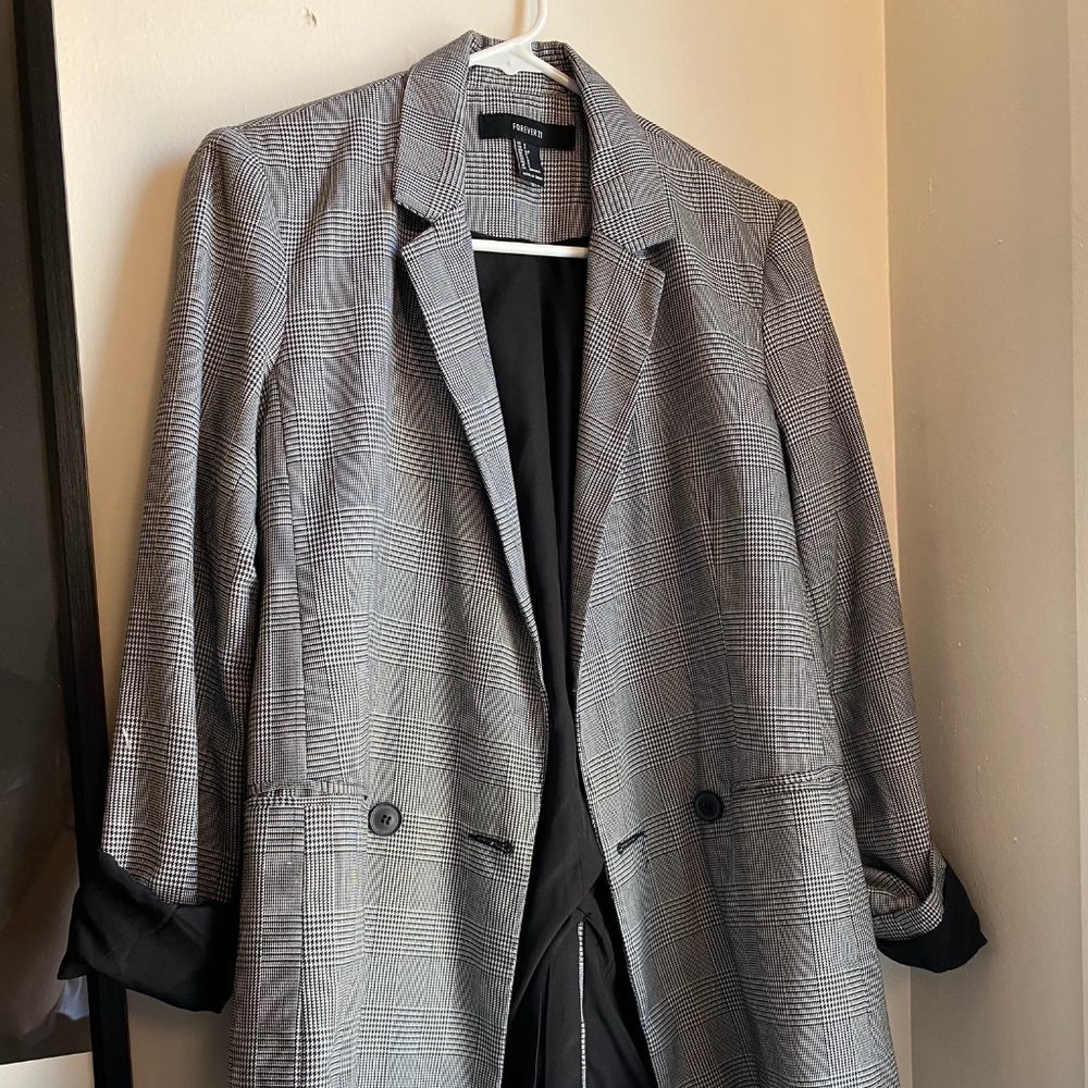Forever 21 Grey Checkered Blazer